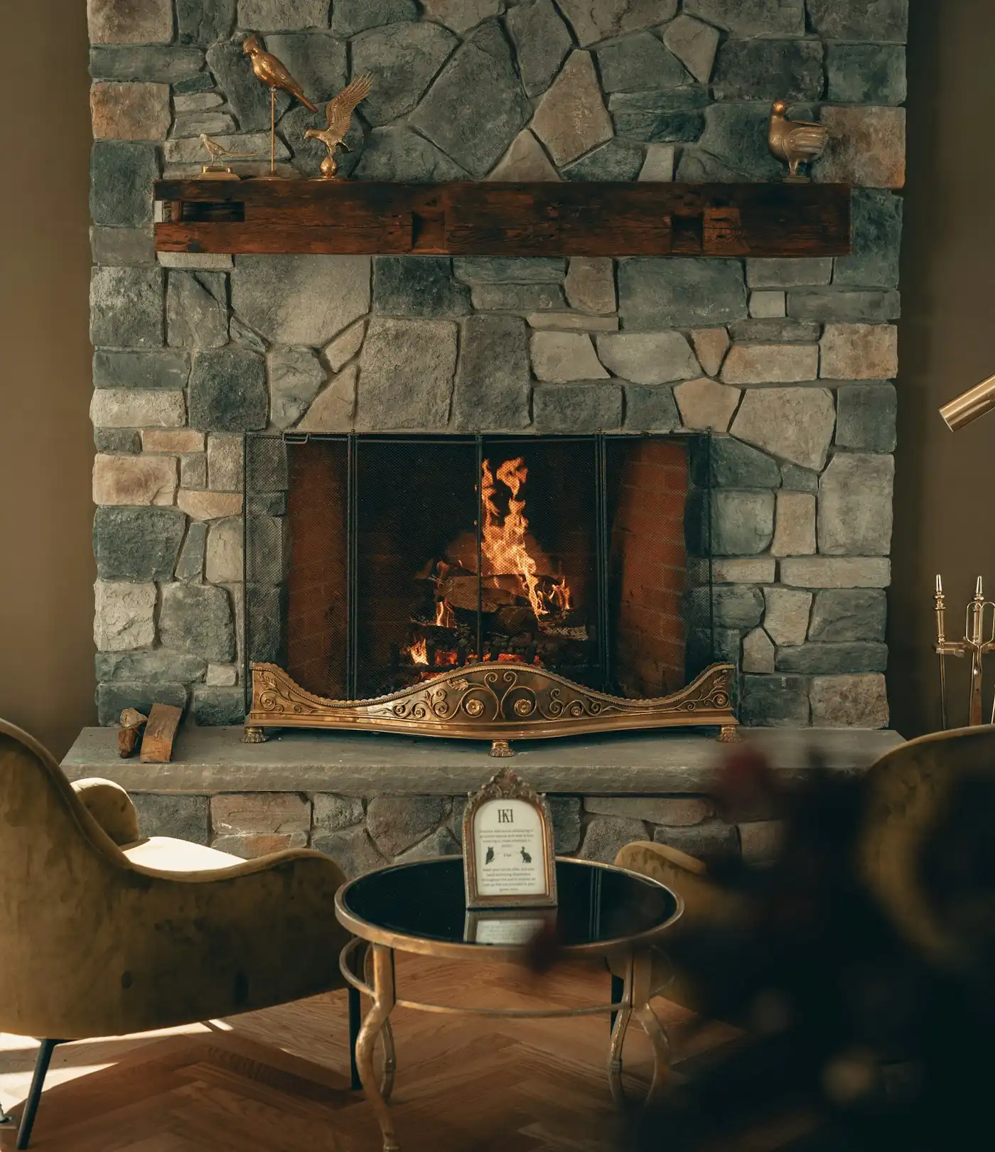 Fireplace in a warm living room