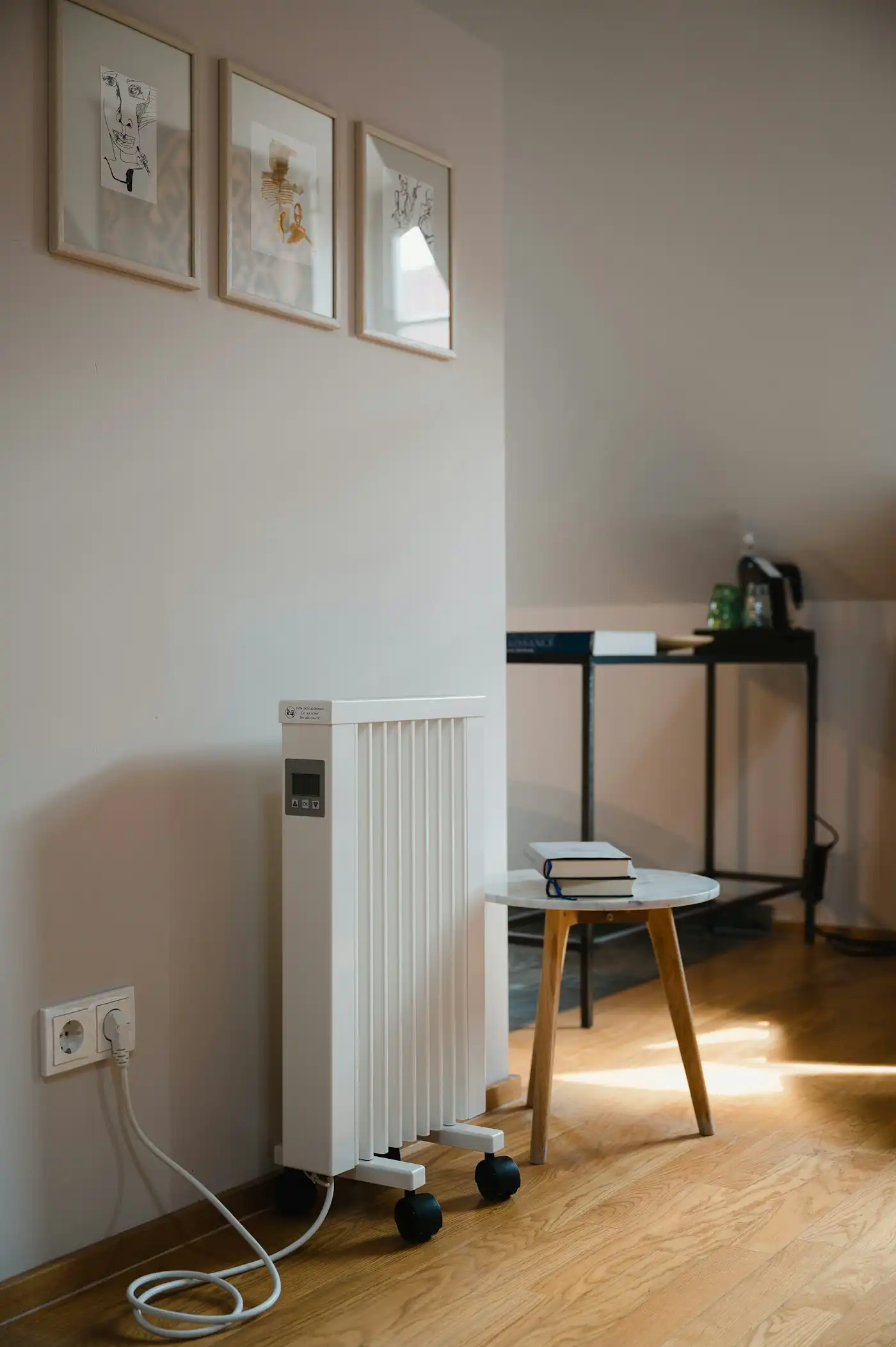 Bright room with a radiator