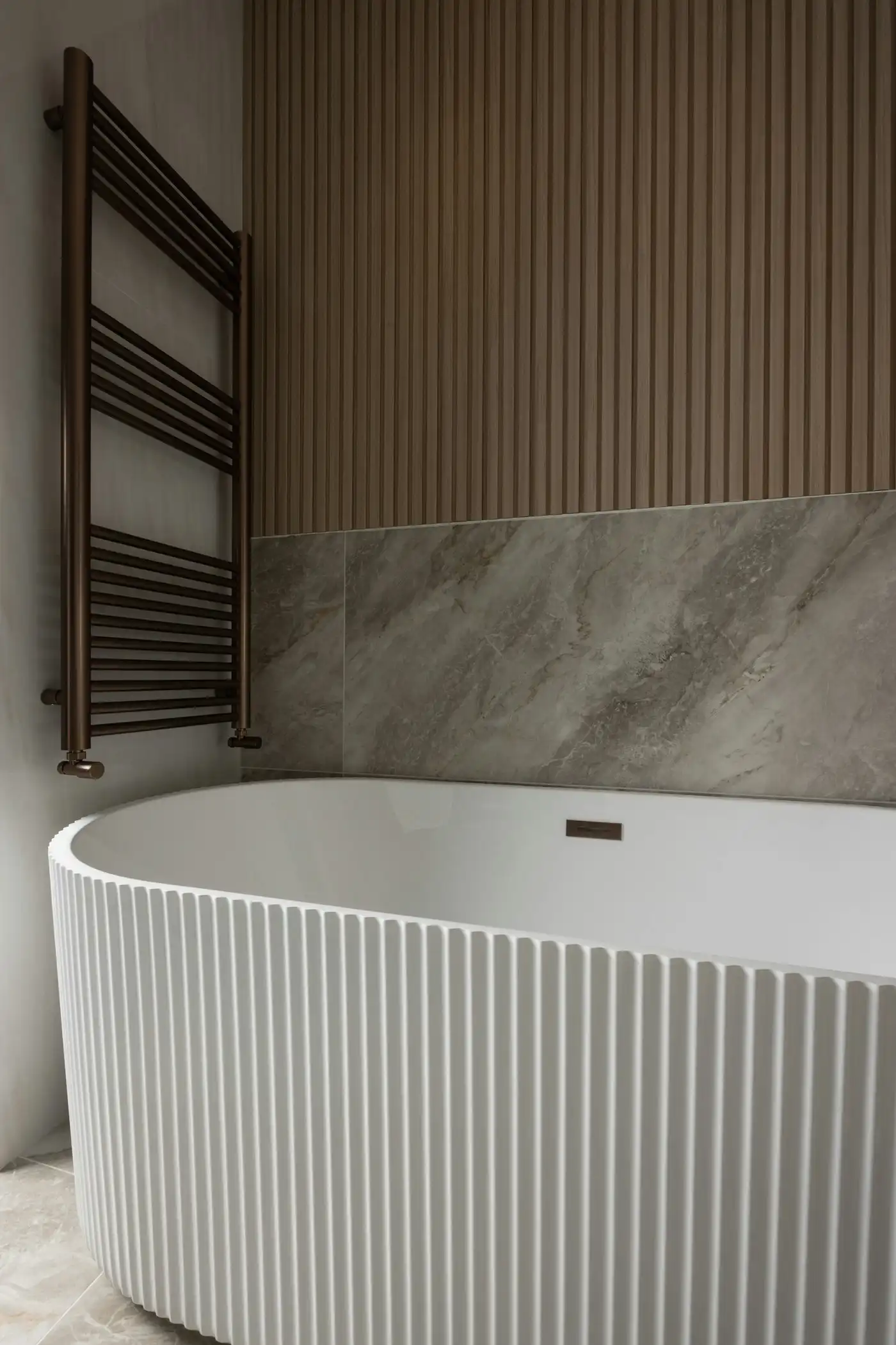 Modern bathroom with a towel warmer