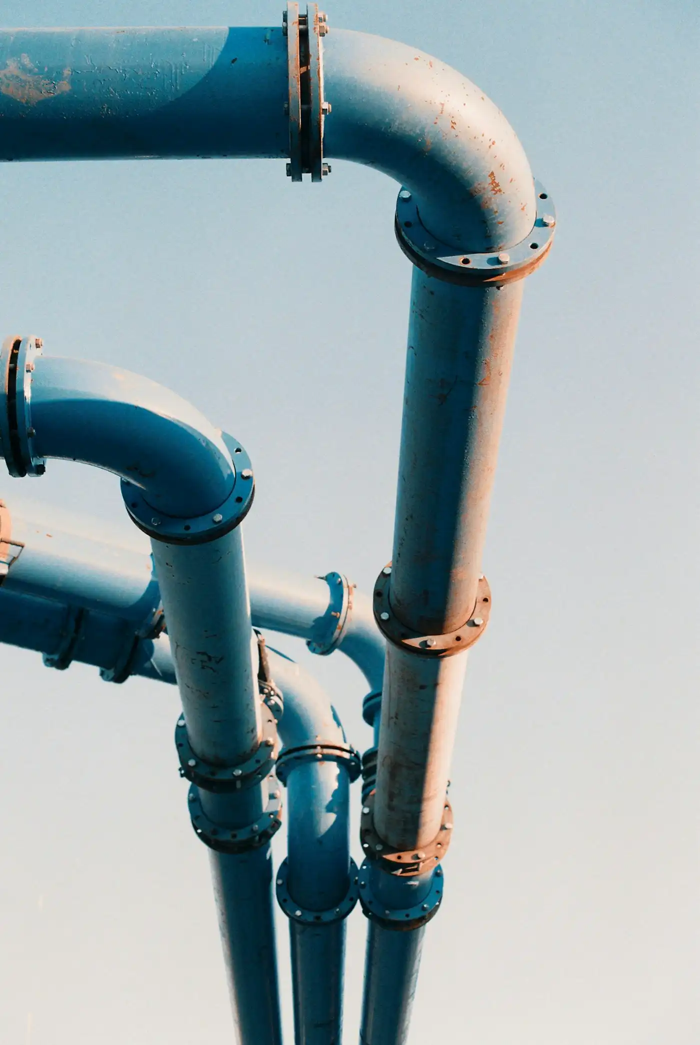 Blue and white pipework